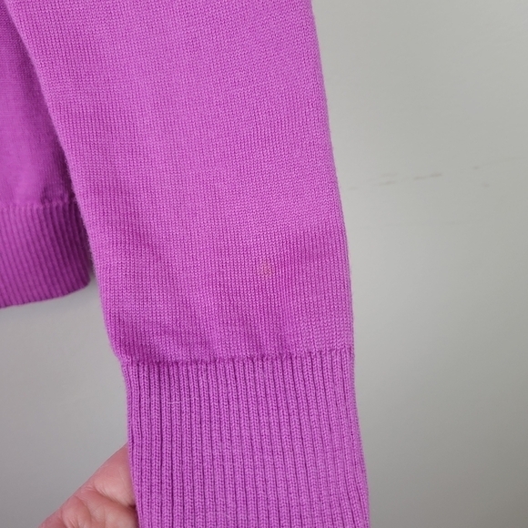 LORD & Taylor Button Up Cardigan Merino Wool Purple M - Picture 6 of 12